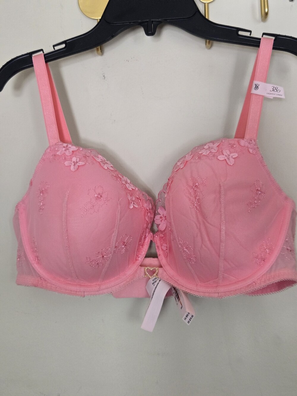 NWT Victoria's Secret Dream Angels Lined Demi Lace Floral Bra Size 38 D